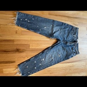 ZARA MAN DISTRESSED BUTTON FLY JEANS SIZE 32
